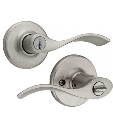 Kwikset Kwikset: Balboa Keyed Entry Door Leverset with SmartKey / Satin Nickel KWS-405BL-15-SMT-RCAL-ARCS